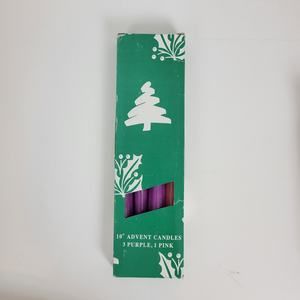 Advent Candles 3 Purple & 1 Pink 10" Taper Candles Home Christmas Decorative NEW